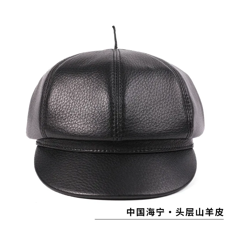 Unisex Genuine Real 100% Cowhide Leather Men's Baseball Cap for Fall Winter Thick Warm Outdoor Sports Women's Hats