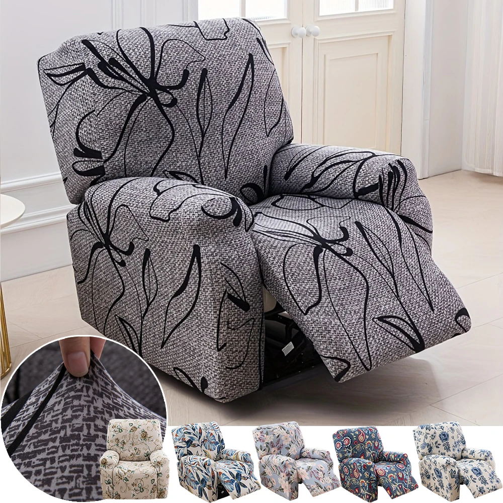 

4pcs/set Dustproof Recliner Sofa Cover Printed Milk Silk Stretch Couch Cover Furniture Protector for Living Room Capa Para Sofá