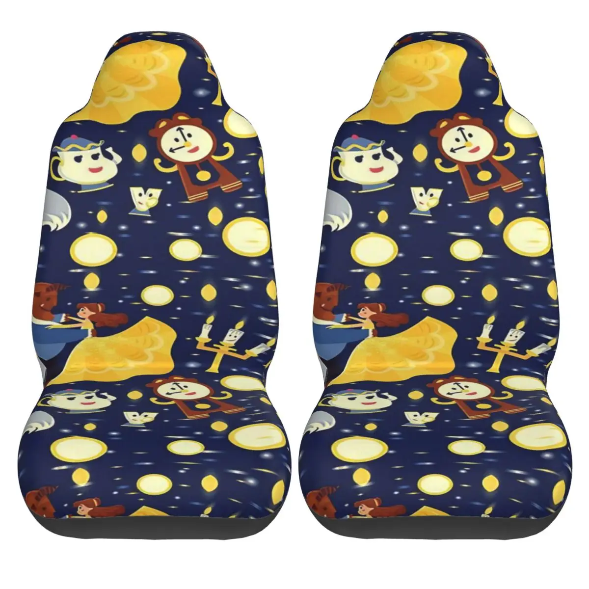 

Belle Beauty And The Beast Car Seat Covers 2 Pcs Funny Auto Seat Covers Interior Polyester Protection Cover