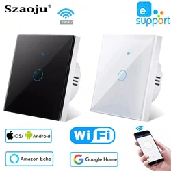 Szaoju Ewelink APP WiFi Touch Switch Wall Sensor Smart Light Switch 1/2/3Gang No Neutral Wire Smart home Alexa Google Home