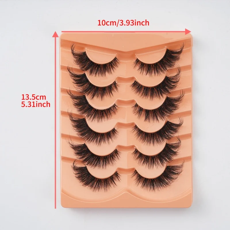 6 pares de cílios postiços fofos estilo europeu e americano C curvados, cílios postiços fofos, macios, flexíveis, reutilizáveis e grossos