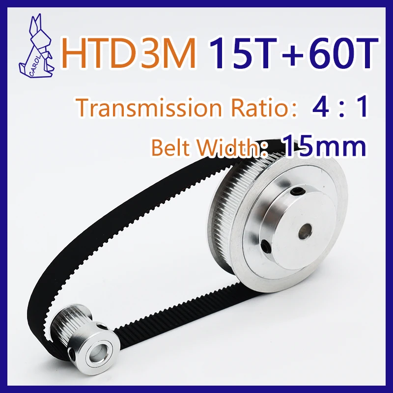 

60Teeth 15Teeth HTD 3M Belt Pulley Set Belt Width 15mm 15 Teeth HTD3M Synchronous Wheels 60 Teeth 3M Timing Pulley Set 15T 60T