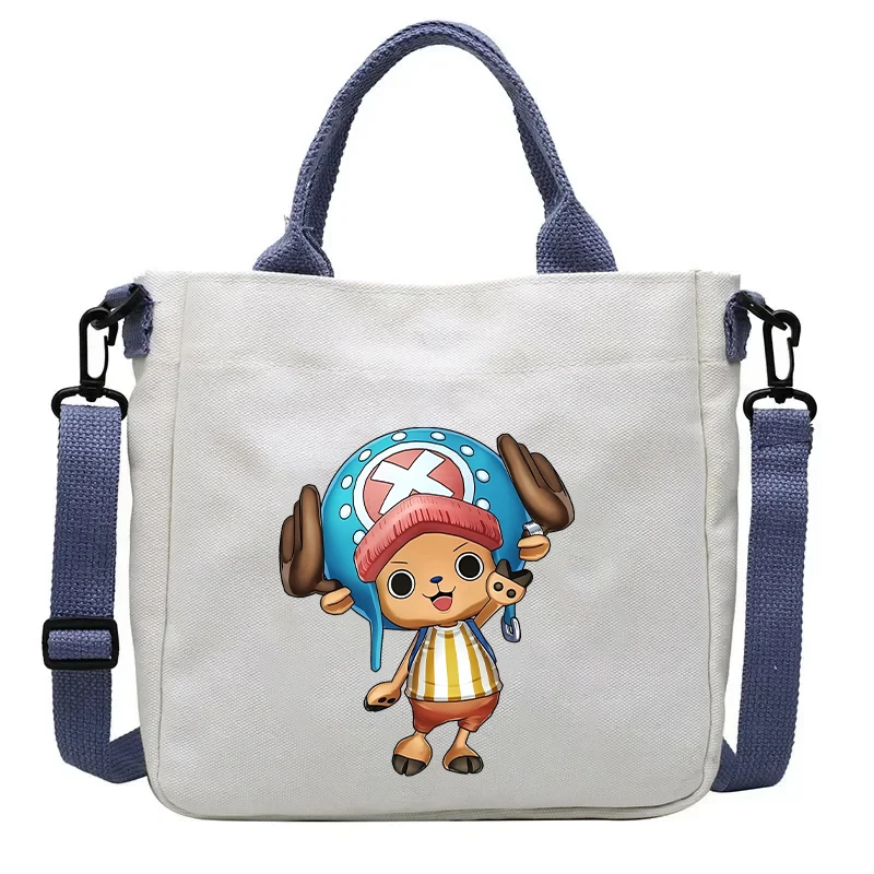 Borse di tela One Piece Rufy Cartoon Anime Figure Stampa Borsa a tracolla Borse a tracolla alla moda di grande capacità per esterni Regali