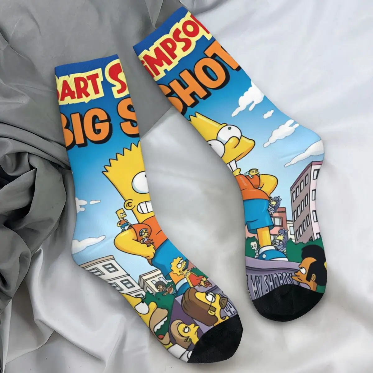 Chaussettes de course respirantes pour hommes et femmes, bas Kawaii, chaussettes d'hiver antibactériennes, film S-Simpsons, design