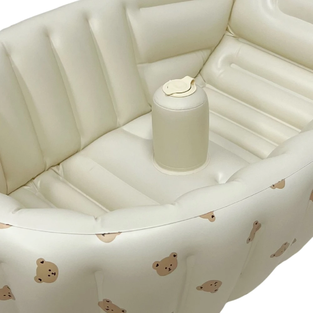 Non Slip Spa Tub with Back Support Inflatable Baby Bathtub Built-in Air Pump Deflates and Folds Easily for 6 Month - 3 Years Old