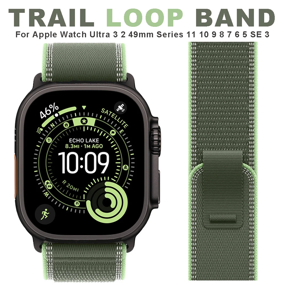 Trail Loop Strap for Apple Watch Ultra 3 Band 49mm Nylon Bracelet Iwatch Series 11 10 42/46mm SE3 7 8 9 40/44/45mm Ultra 2 Band
