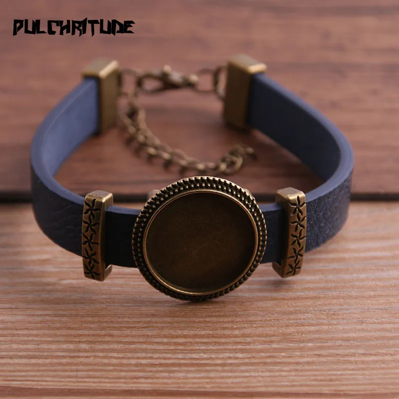 1pcs  PU Bracelets Bangles Base Setting Cuff Blank Trays Brazel Fit 18mm Glass Cameo Dome Cabochon DIY Jewelry Findings P6710