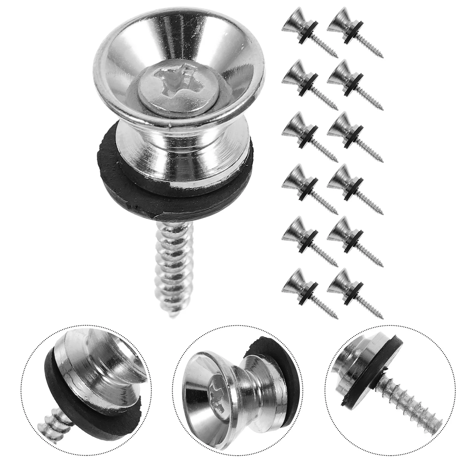 

20Sets Guitar Strap Lock Tail Pins Metal Buckle Non-Slip Fixing Durable Tail Nail for Acoustic Electric Bass Guitar Accessories