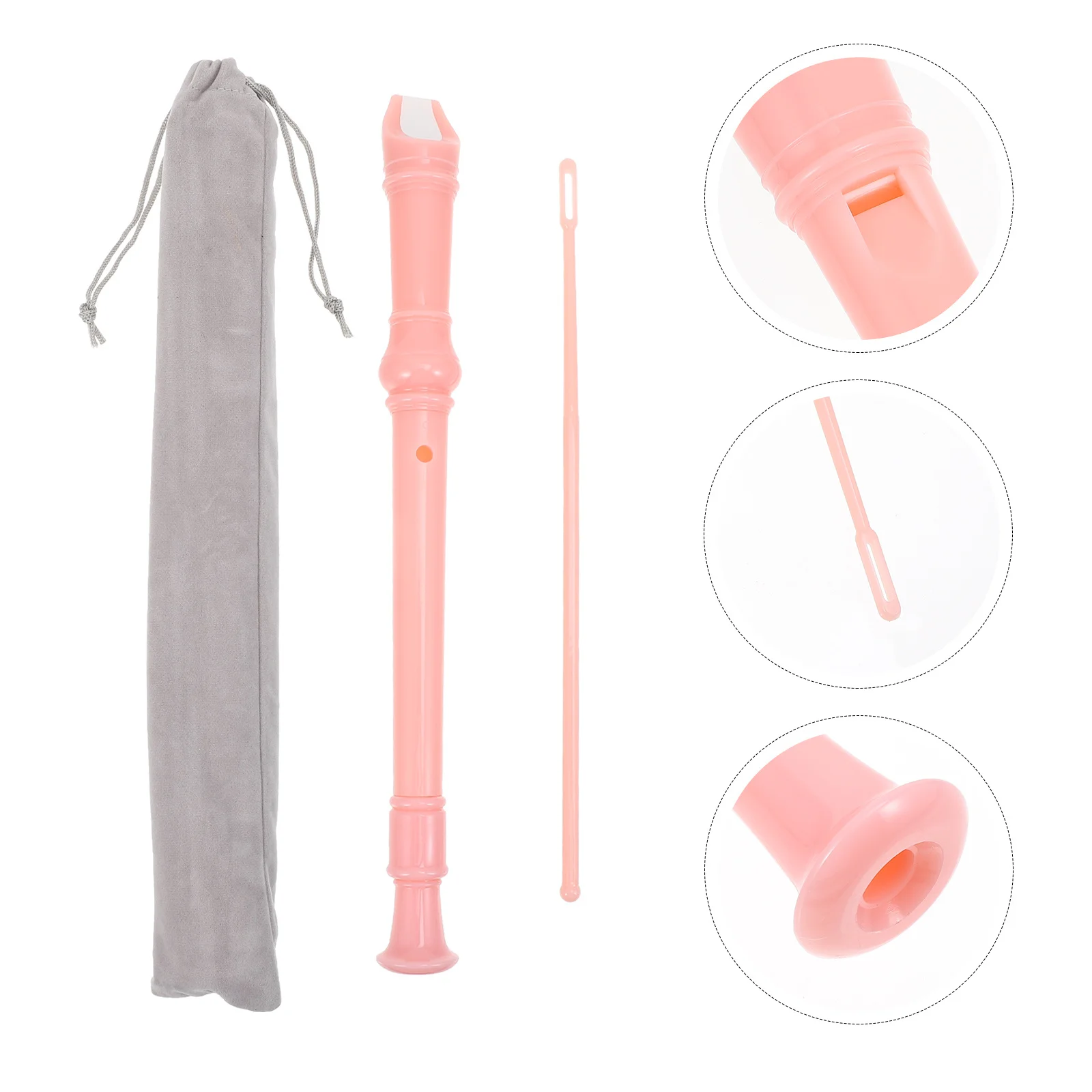 

1 set 8 Hole Soprano Recorder For Pink Abs Smooth Edges No Burr Safe Educational Music With Cleaning Rod Flute