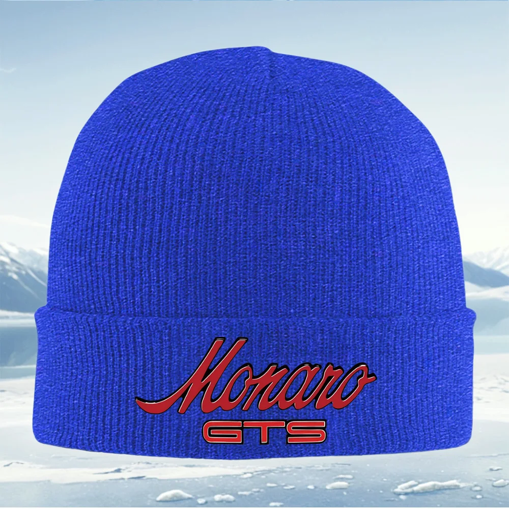 Monaro GTS elegante diseño de logotipo de texto hombres mujeres Unisex sombrero de punto gorro Jersey gorra invierno térmico cálido Navidad al aire libre Cycli