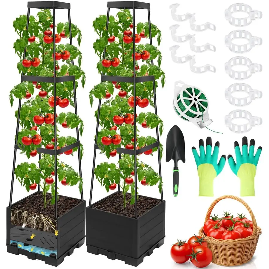 

Набор для выращивания томатов: горшок-клумба с решеткой, 45 каркасов для вьющихся овощей, контейнер для самостоятельного полива