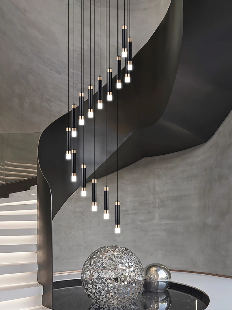 Interior Lighting Nordic Chandelier Home Decoration Living Room Pendant Modern Lustre Hall Lighting LED Staircase Long Pendant