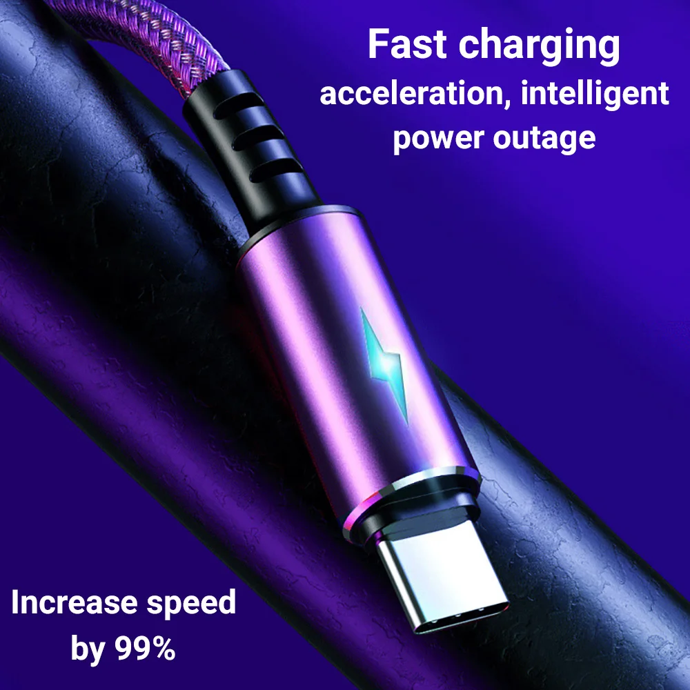 Micro USB Cable 5A LED Fast Charging Micro Data Cord For Huawei Samsung Xiaomi Android Mobile Phone USB Type C Charger Cables