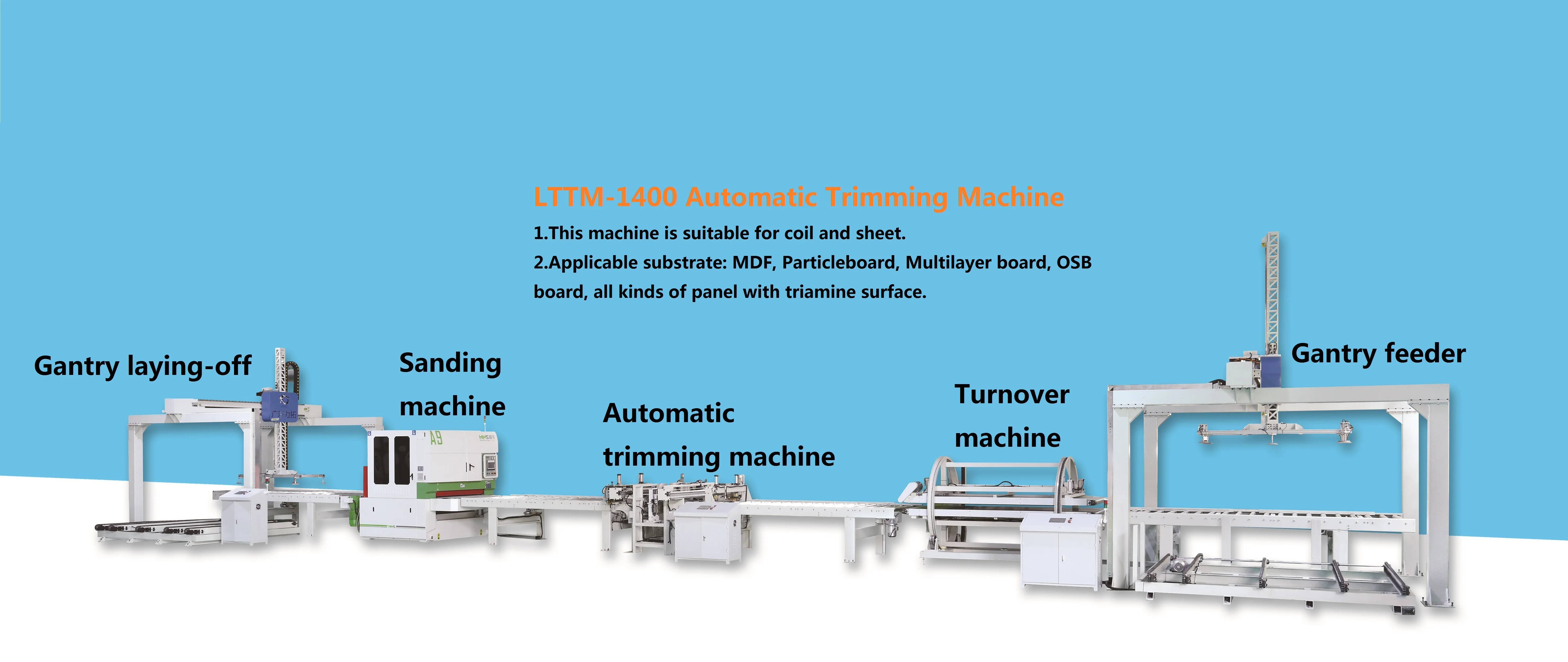 Easy Operate Woodworking Automatic Trimming Edge Banding Machine Laminating Trimming Production Line
