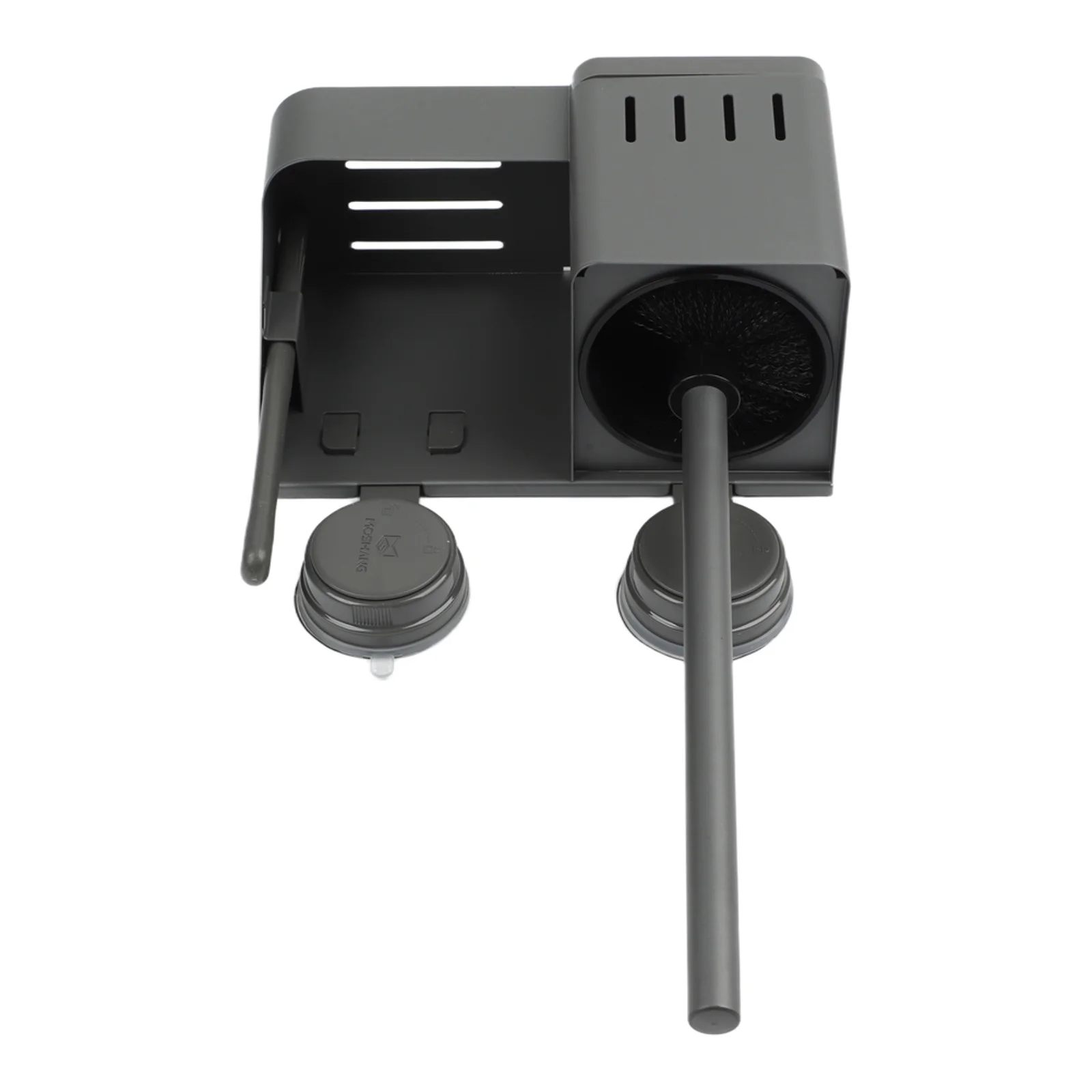 Bathroom Wall Mounted Toilet Brush Holder with Suction Cup Installation and Storage Rack for Cleaning Supplies