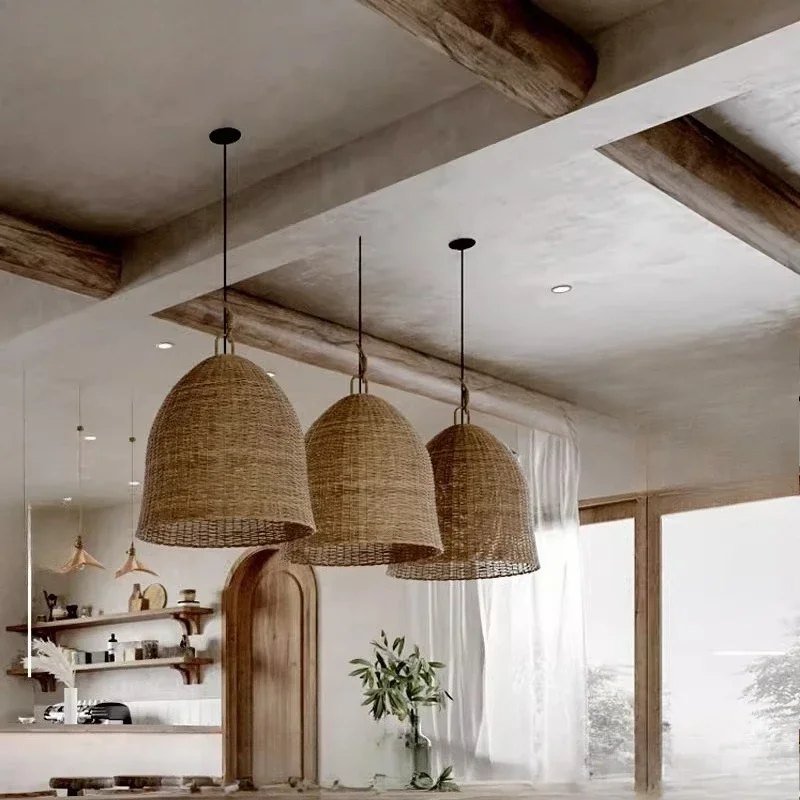 Bamboo Pendant Lamp Wabi Sabi Style Japanese Living Room Retro Lamp Chinese Homestay Bedroom Tea Room Zen Restaurant Lighting