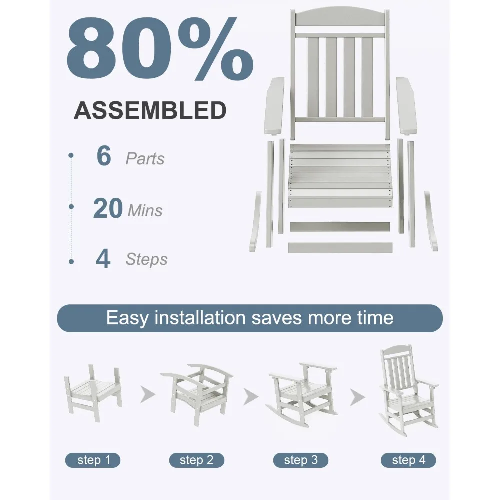 

Outdoor Rocking Chairs Set of 2, Oversized High Back Patio Rocking Chairs, All Weather Porch Rocking Chairs, Customized