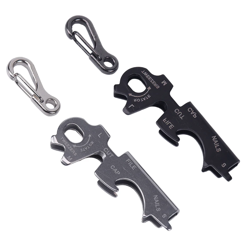 1pcs Multifunction 8 Tool In 1 Key Ring EDC Multi Pocket Keytool Carabiner Multipurpose Key Clip Screwdriver