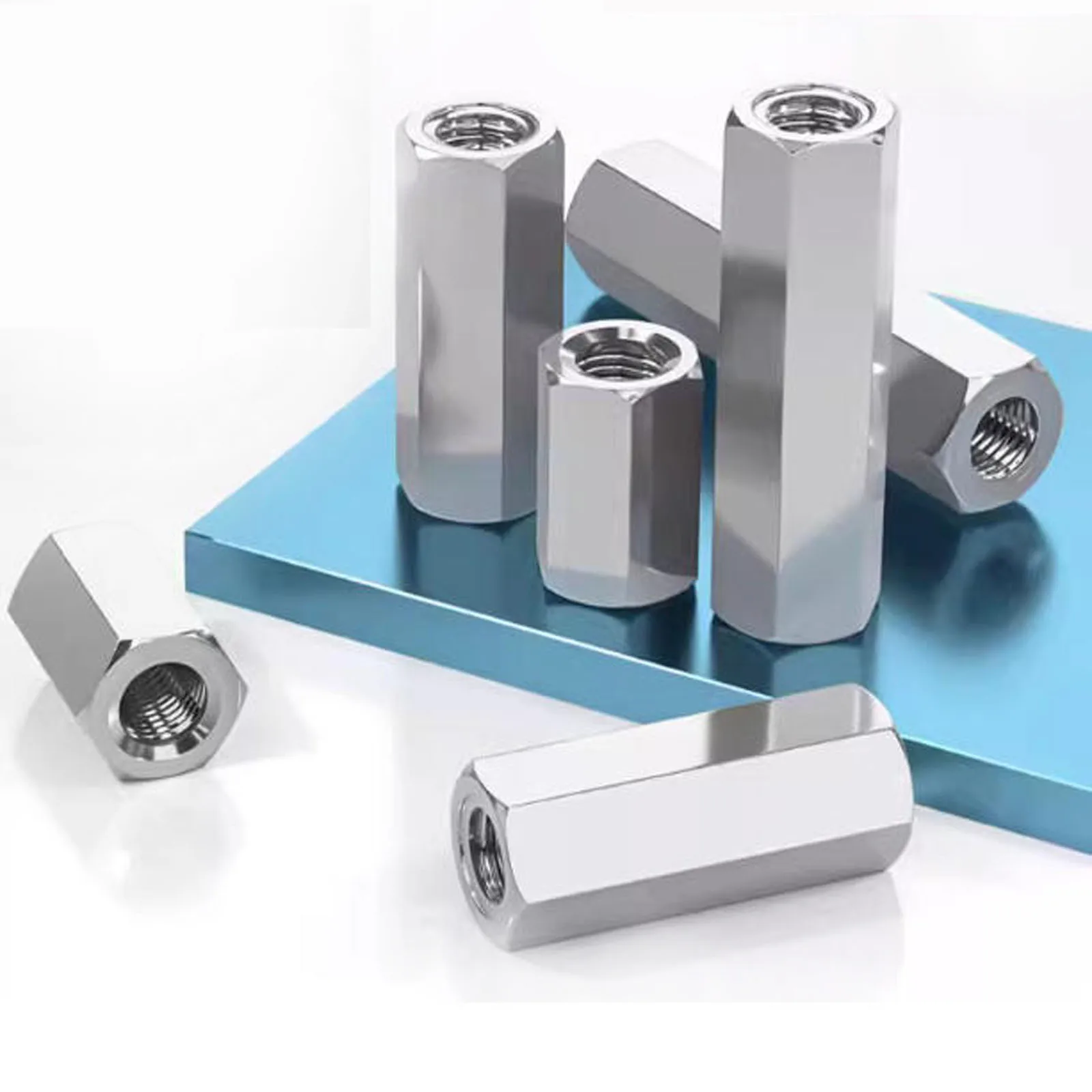 1/5/10pc M3 M4 M5 M6 M8 M10 M12 304 Stainless Steel DIN6334 Hexagon Hex Extend Long Rod Coupling Nut Connector Joint Tubular Nut