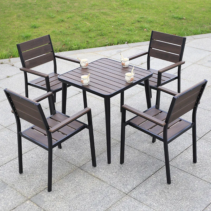 

LTT outdoor courtyard table and chair combination outdoor balcony garden restaurant plastic wood table and chair combination
