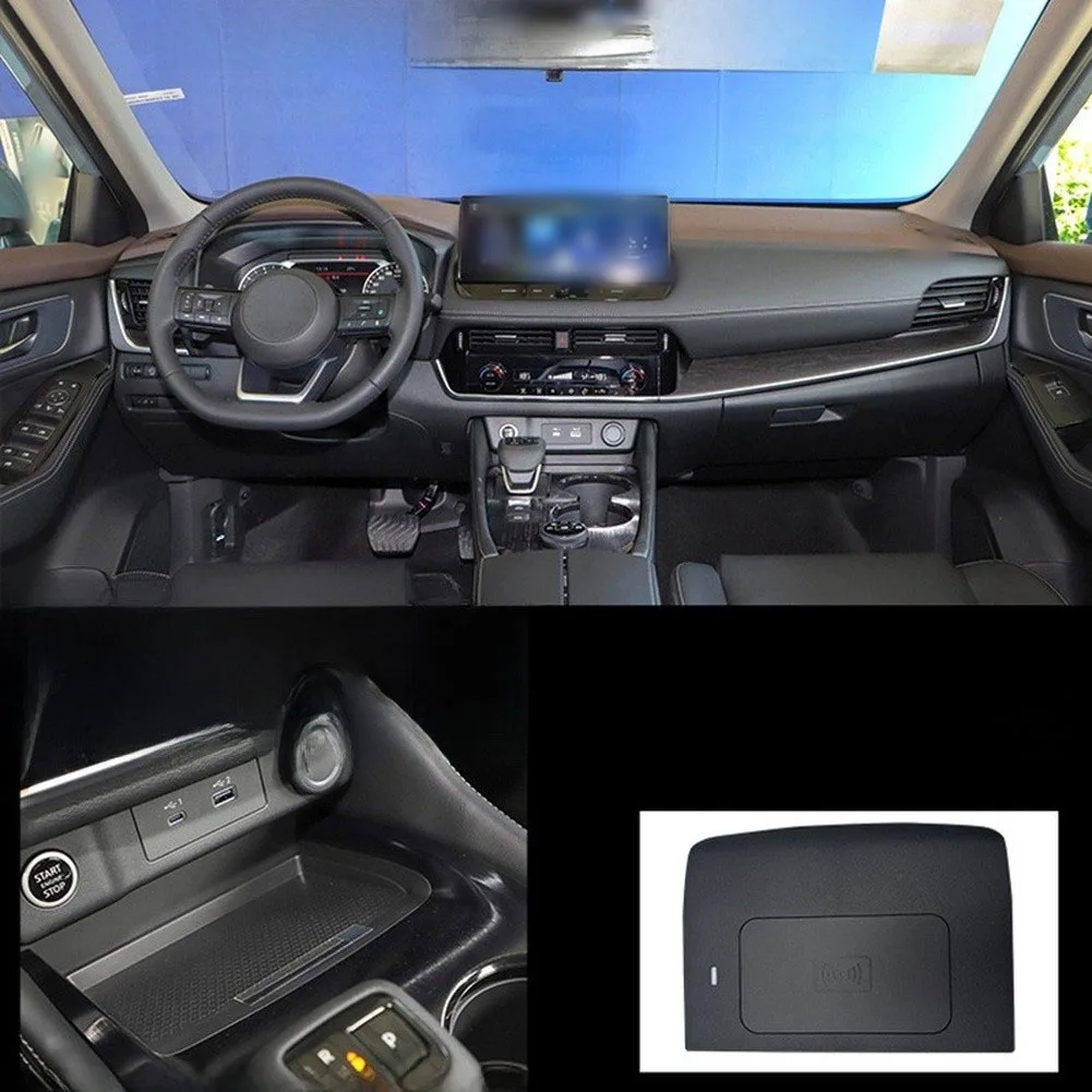 Black ABS Wireless Charger for Nissan For X-Trail 2021 to 2026 Console 15W Fast Charging with AI Temperature  Black