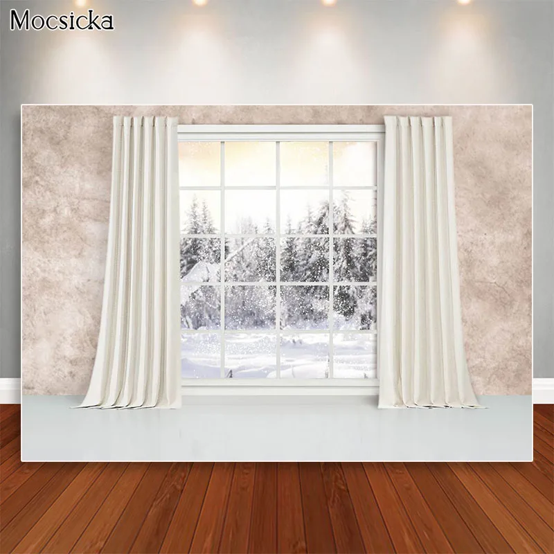 الشتاء عيد الميلاد خلفيات للتصوير الفوتوغرافي غابة الثلج ويندوز صور الدعائم استوديو كشك خلفية الاطفال الأسرة صورة التصوير الفوتوغرافي