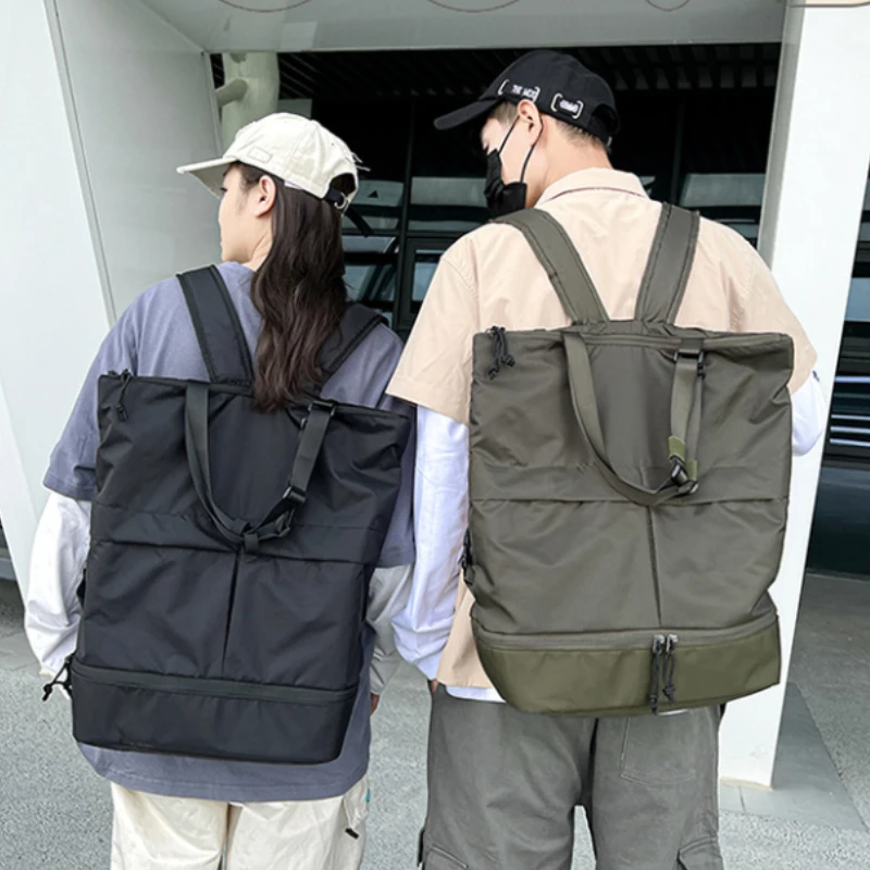 Mochila de nailon impermeable para hombre y mujer, morral sencillo e informal para pareja, estilo Harajuku, escolar para estudiantes