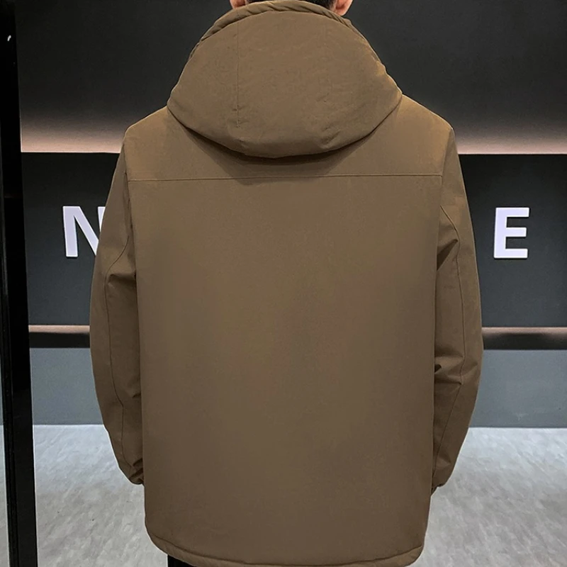 Мужская куртка-пуховик свободного пота, утепленное пальто, мужская одежда, парка, ветровка с капюшоном, ветрозащитная повседневная куртка, зимняя мужская куртка