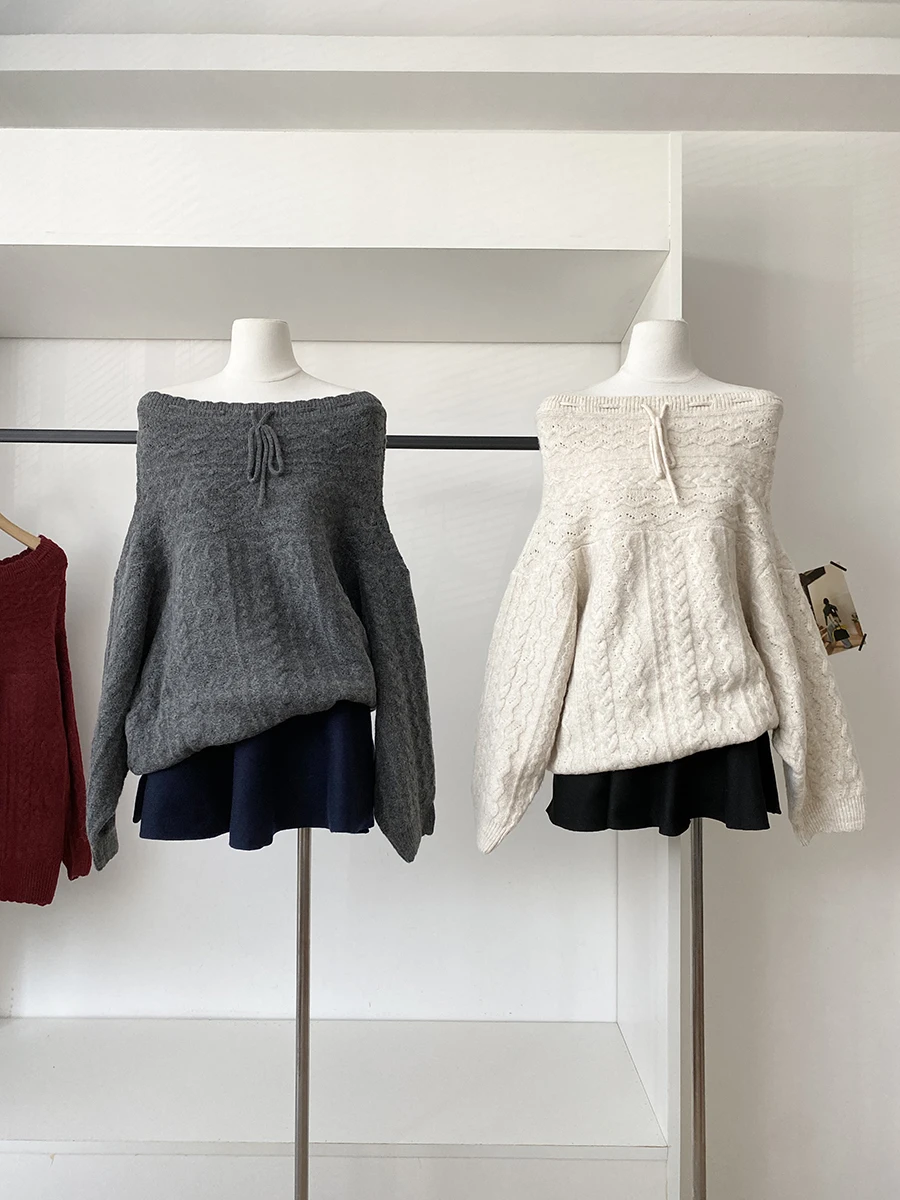

Spring 2026 Korean Style Simple Casual Loose Shoulder Sweater Women's Top Fashionable Versatile Comfortable Polyester Fiber