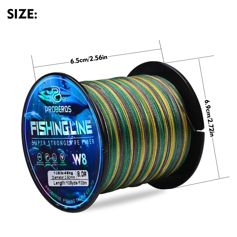 Proberos 8-strängige Angelschnur Multifilament PE Anti-Abrieb-geflochtene Schnur Blue Camo 20-106LB 109 Yards – Detail 7