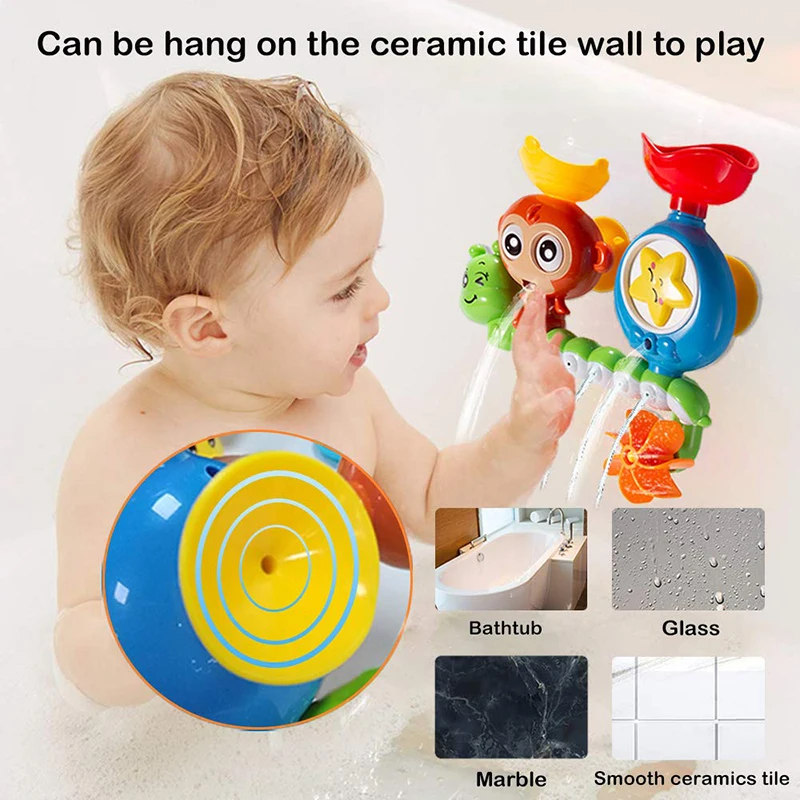 Baby Bath Toy Water Games Children Bathroom Monkey Caterpilla Bath Shower Toy Wall Sunction Cup Track for Kids Birthday Gifts