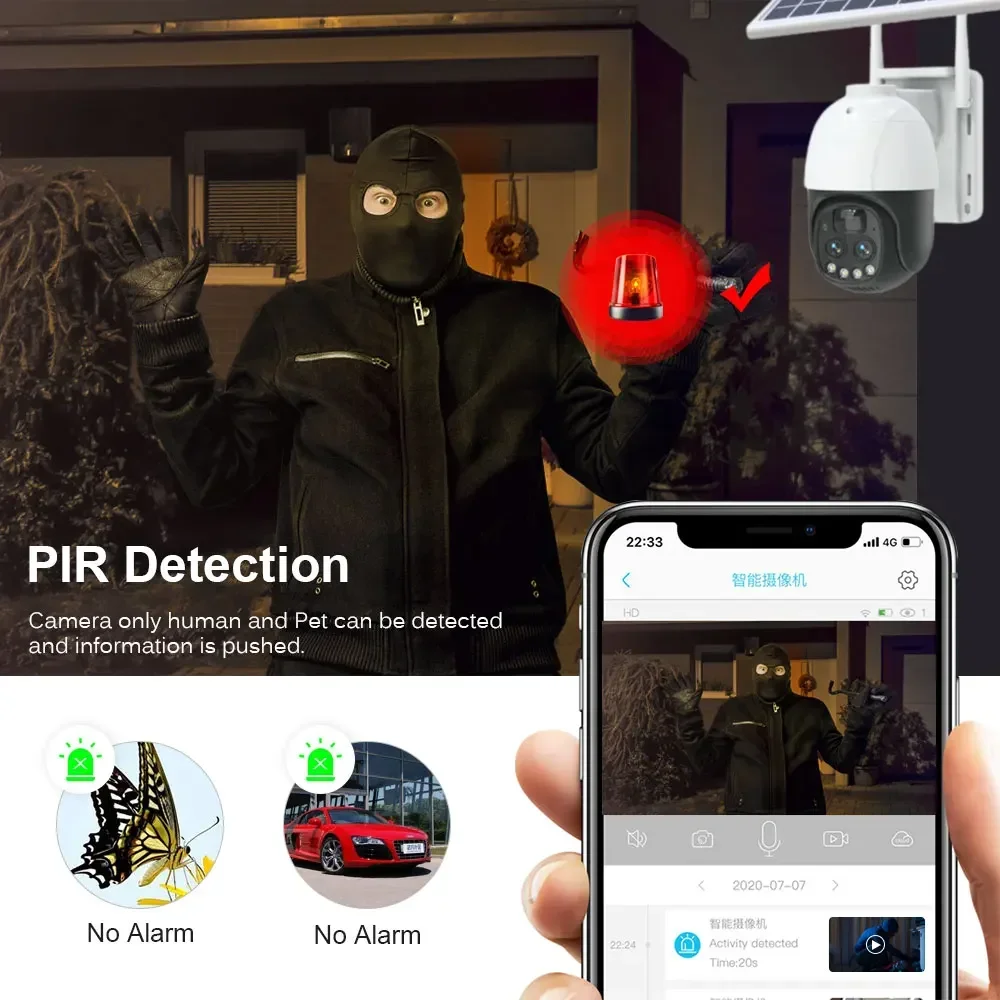 Caméra de vidéosurveillance sans fil avec batterie aste intégrée, n'aime 10X, 4G PTZ, caméra solaire, 4K, PIR extérieur, poignées etion, CCTV, 8MP