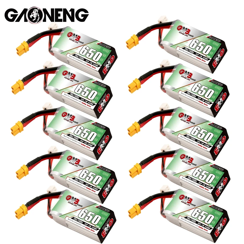 

1-10PCS Gaoneng GNB 650mAh 7.4V 2S 70C/140C with XT30U-F Plug HV Lipo Battery for DYS FPV Racing Drone 4 Axis RC Drone Parts