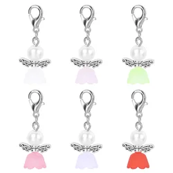 6pcs Pearl Bead Angel Wings Guardian Charms For DIY Jewelry Making Handmade Purse Bag Backpack Pendants Bracelets Accessories