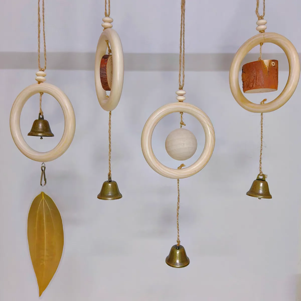 

Wind Chime Hanging Ornaments Courtyard Solid Wood Circle Round Wind Chime Pendant Kindergarten Environmental Creation Handmade Bed and Breakfast Outdoor Creative Decoration