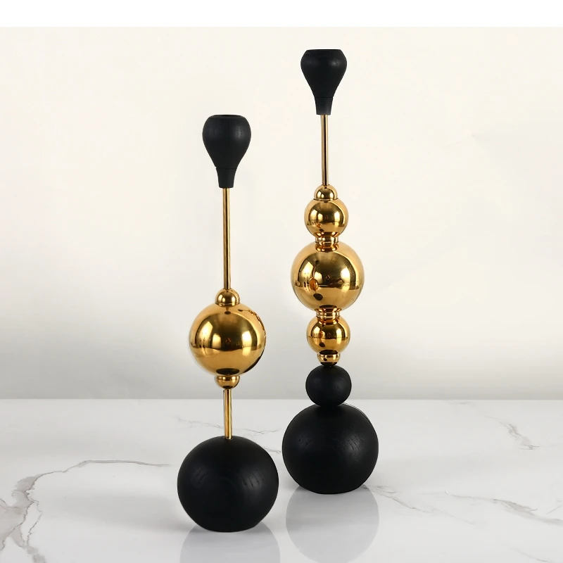 Metal Candlestick Stainless Steel Golden High-legged Candle Holder Round Metal Candlestick Ornament Wedding Decoration