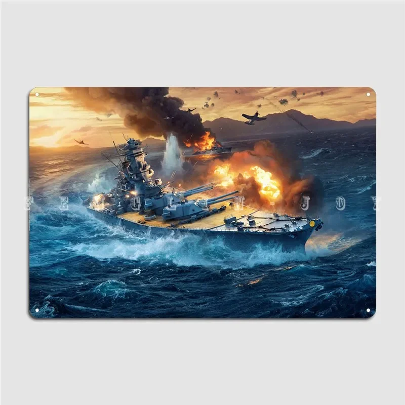 Yamato Battleship Metal Plaque Poster Wall Plaque Garage Club Cinema Kitchen Customize Tin sign Poster