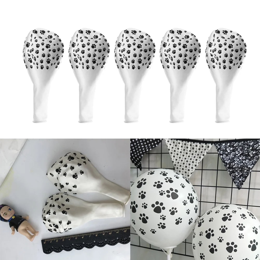 

12Pcs Latex Balloons Dog Footprint Printed Black White Party Decorations Birthday Wedding Festival Balloon Party Decoration