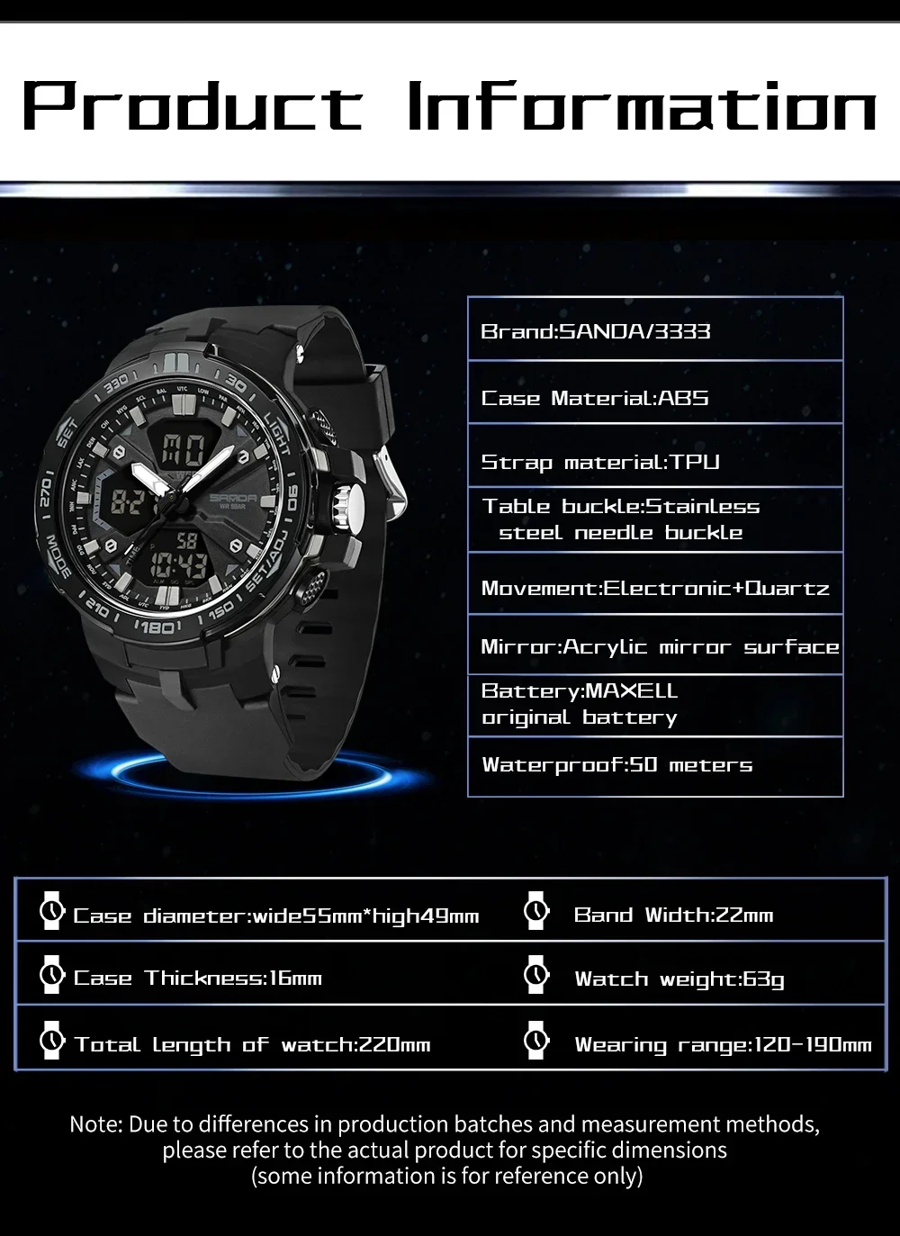 SANDA 3333 reloj electrónico Digital LED multifuncional resistente al agua para estudiantes nuevo reloj electrónico de moda para hombres deportes al aire libre