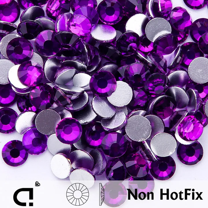 Ducrystal SS6-SS30 Violet Glass Flatback Nail Rhinestone Crystal Glue on Rhinestone For Clothing, make up Decoration