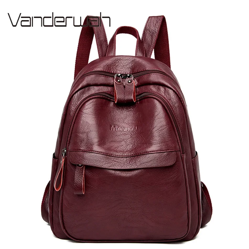 2024 Female Leather Backpacks High Quality Ladies Bagpacks Luxury Designer Large Capacity Casual Daypack Girl Mochilas Sac A Dos