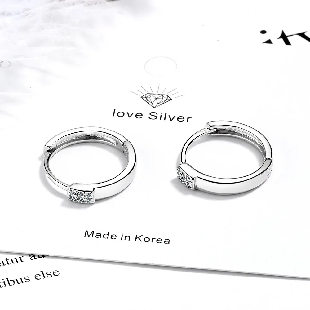 Luxury Stamp 925 Sterling Silver Fashion White Zircon Charm Hoop Earring For Fashion Women Wedding Party Jewelry