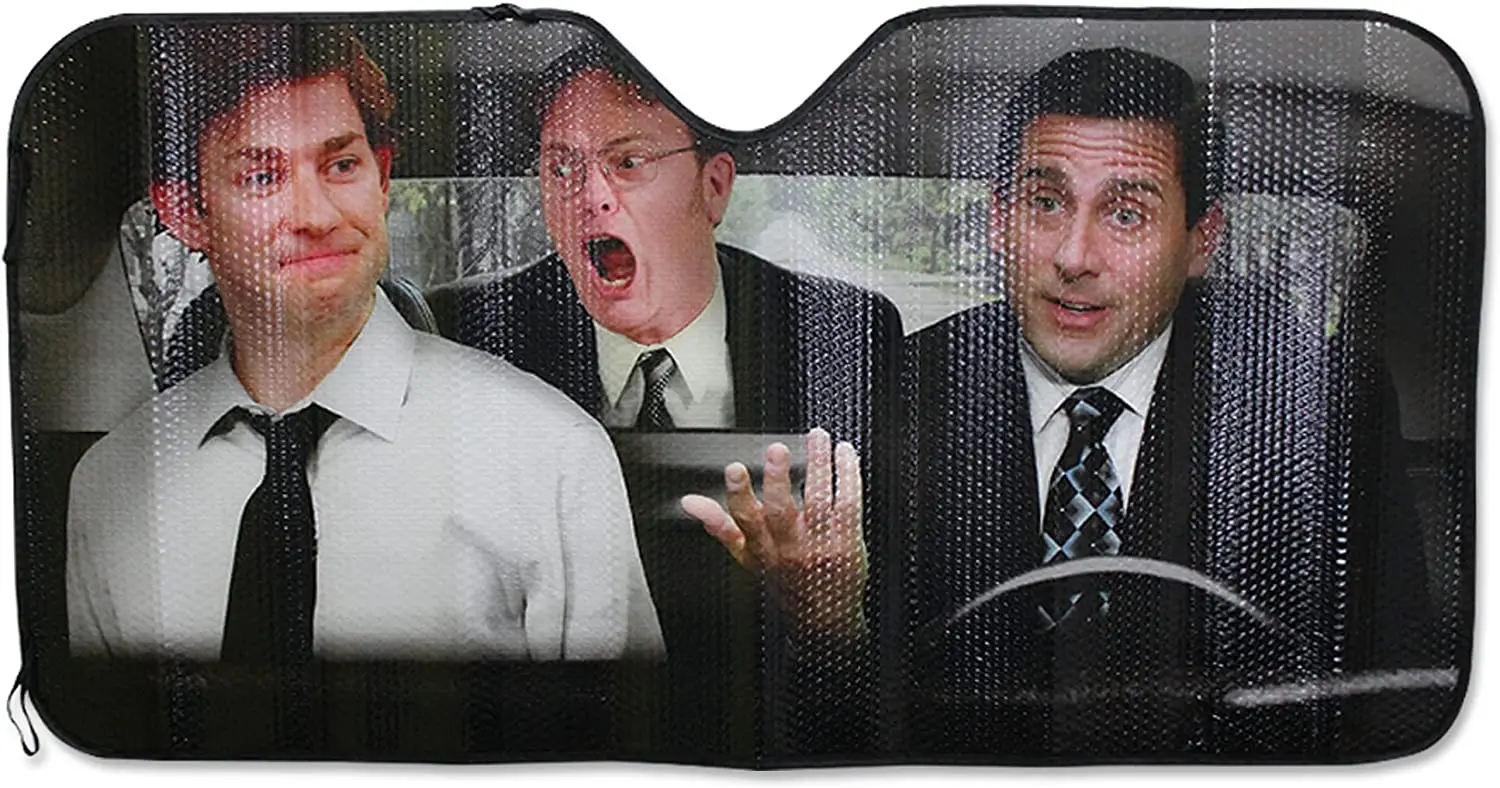 

The Office Sunshade | 28" x 58" Car Protector | Featuring Jim, Michael, and Dwight | Keep Your car Cool | Protect Your Interior