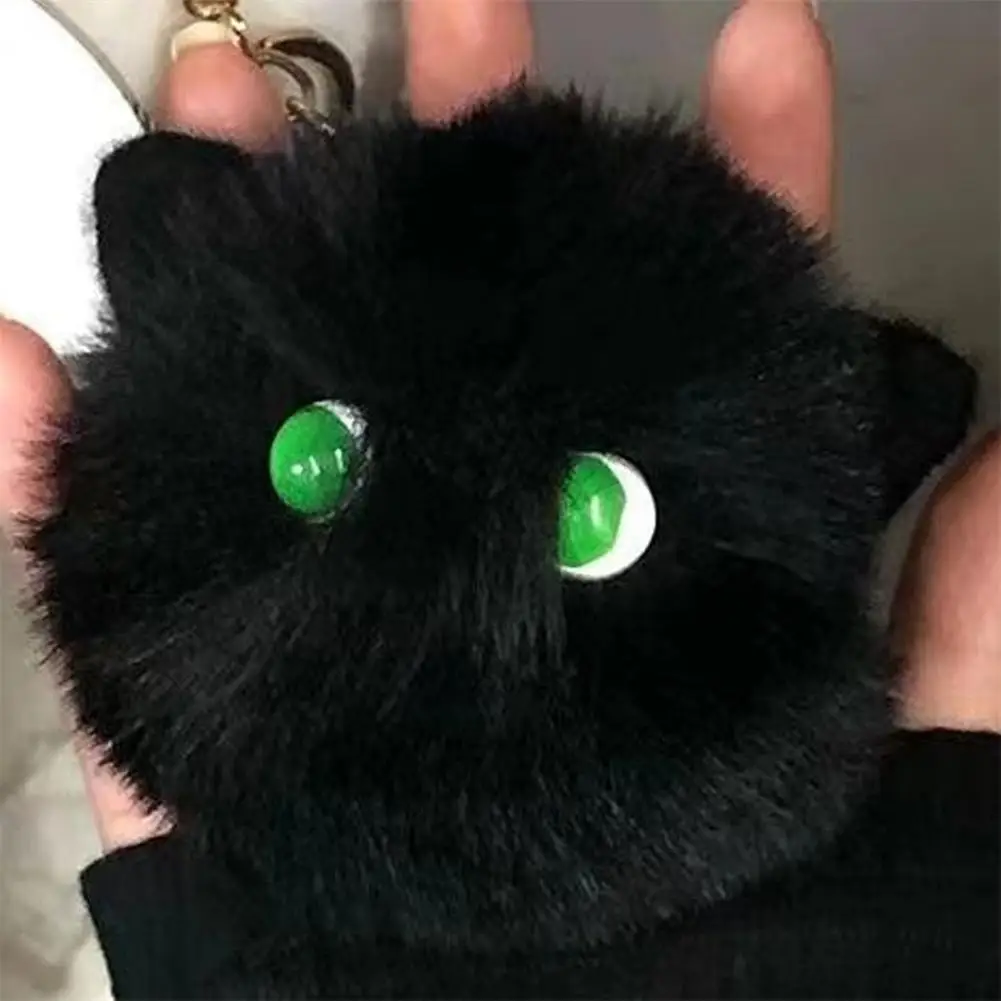 Portachiavi con gatto di peluche Portachiavi con gattino Kawaii Portachiavi con ciondolo per borsa da donna Portachiavi con palla di pelo bianco/nero Portachiavi per borsa da scuola