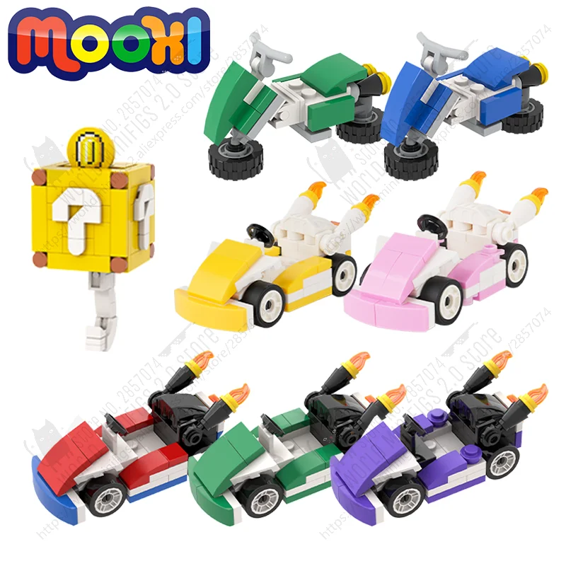 Game Series MOC Building Blocks Creative Racing Motorcycle Question Mark Box Model DIY Assembled Toys For Children Birthday Gift