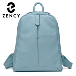 Zency Travel Backpacks Women 100% Genuine Leather Preppy Style For Girls Fashion Knapsack Large Capacity Many Pockets Rucksacks