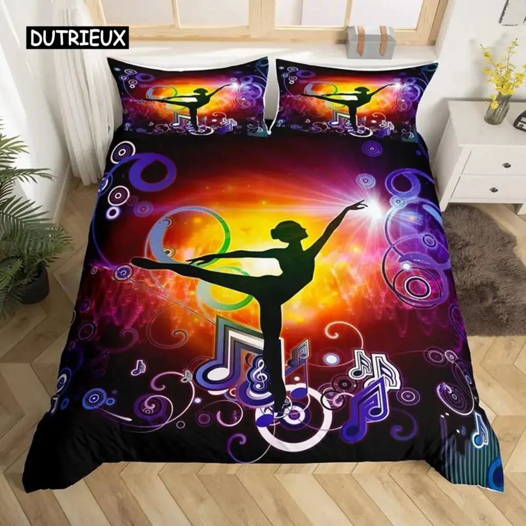 

Ballet Duvet Cover Set Love Gymnastics Bedding Set Polyester Dancer Musical Comforter Cove