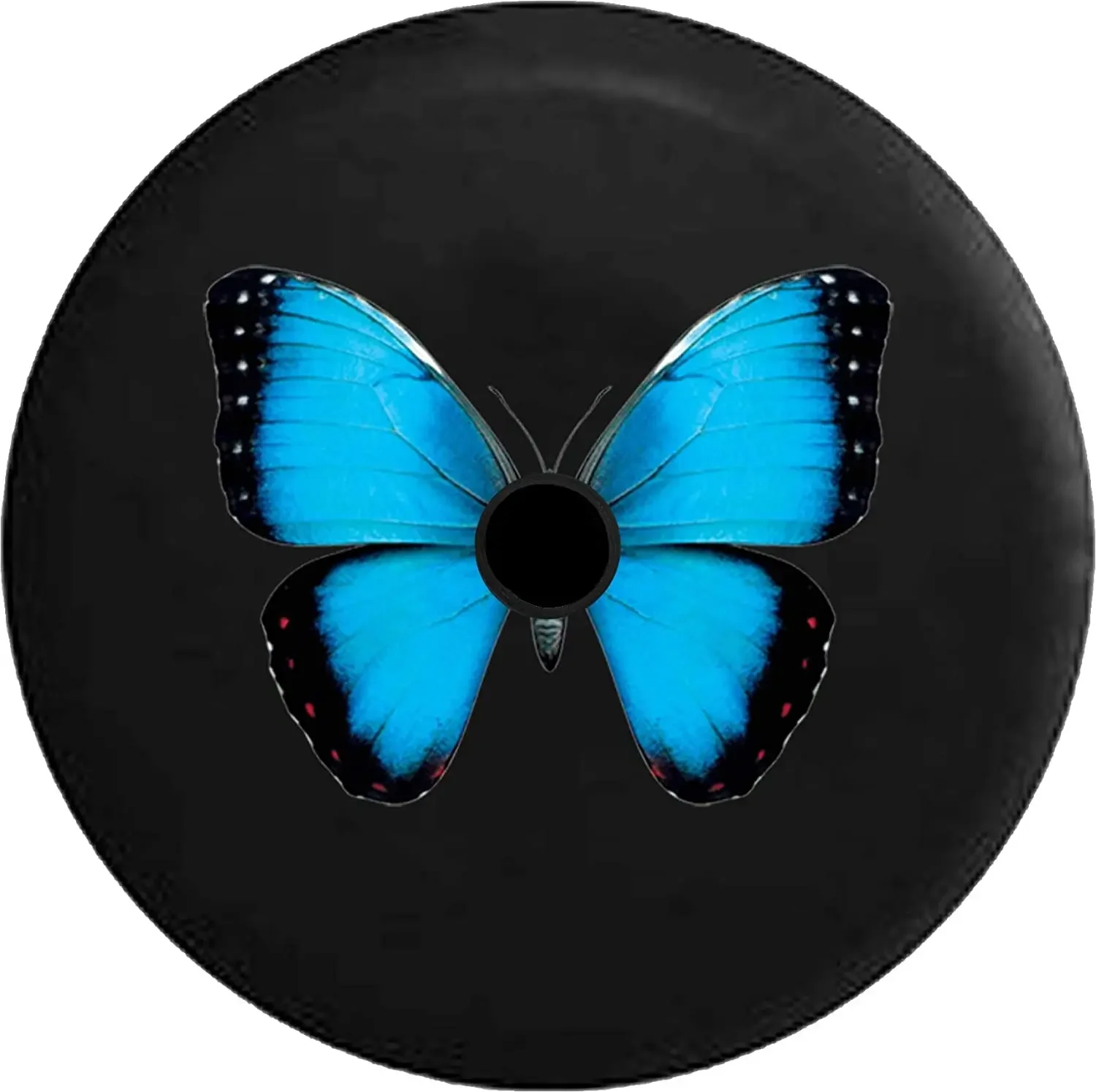 Pike Outdoors JL Series Spare Tire Cover with Backup Camera Hole Blue Butterfly Beautiful Girl Black 32 in