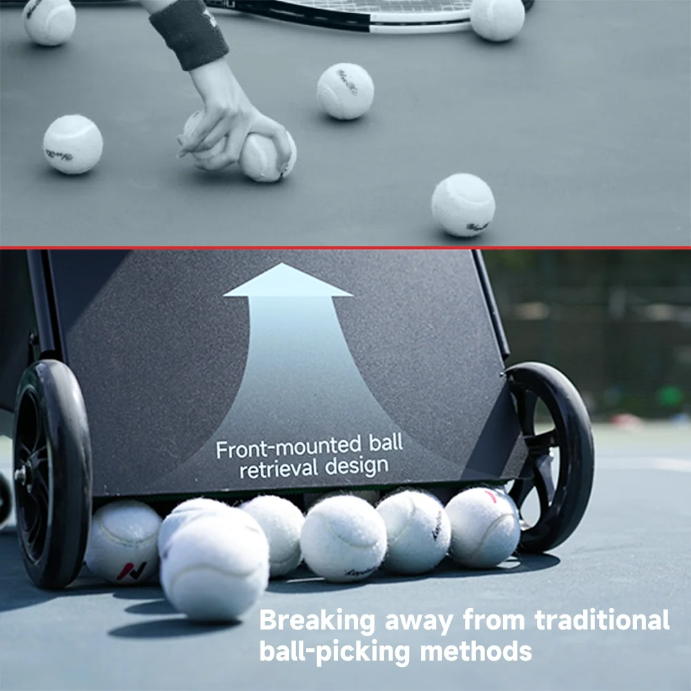 عربة تنس جديدة قابلة للطي مع سلة بيك اب بعجلات وحقيبة تنس ومدرب السيارة #6