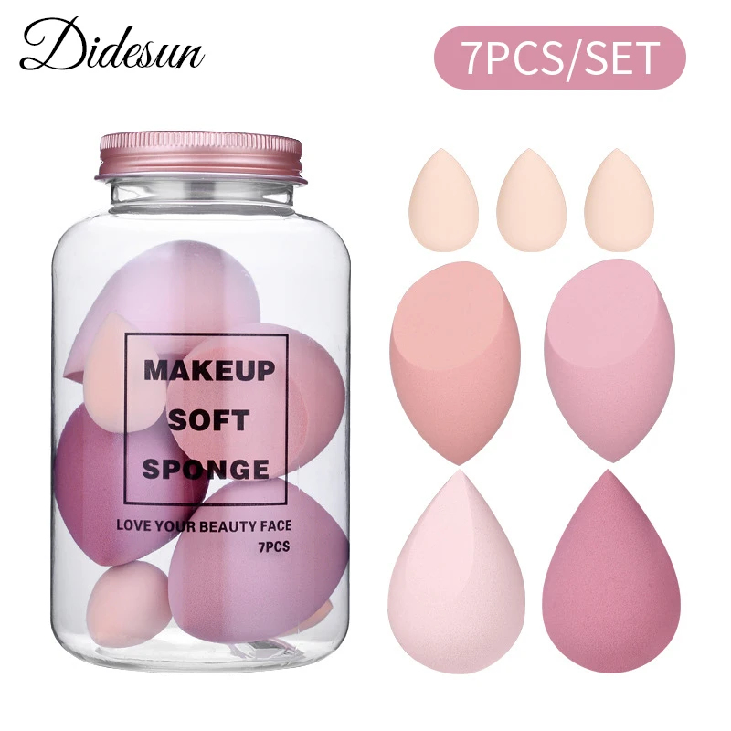 

Didesun Beauty Egg Set Makeup Puff 7 Sets Within Drift Bottle Makeup Puff Tools Dry/Wet Use For Foundation/Liquid Make Up Spong